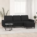 Miniatyrbillede 9 af 9: vidaXL 3-personers sofa med fodskammel 180 cm sort
