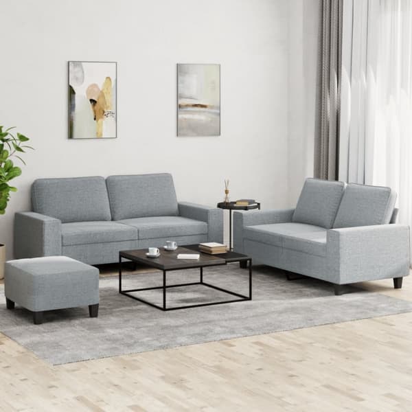 vidaXL sofasæt 3 dele stof lysegrå