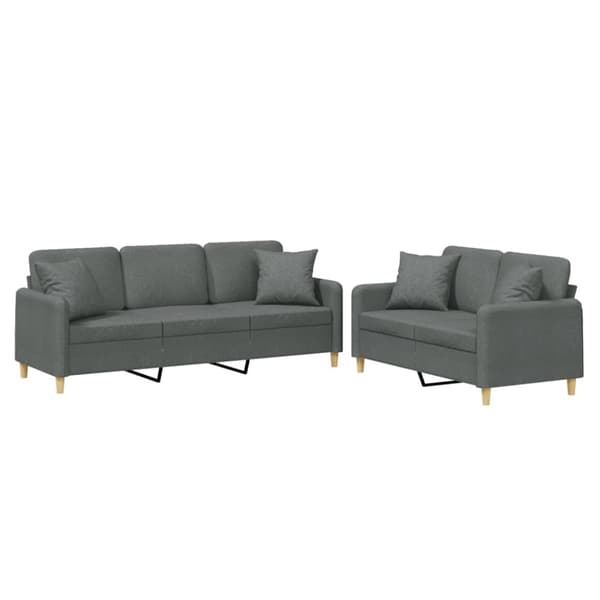vidaXL sofasæt 2 dele med puder stof mørkegrå