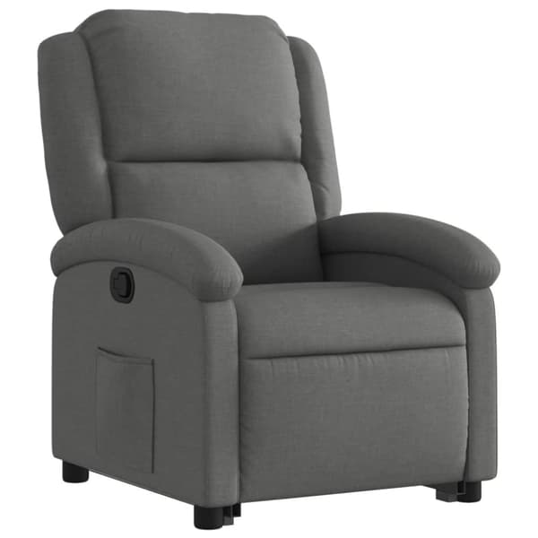 vidaXL Reclinerfåtölj med uppresningshjälp mörkgrå tyg