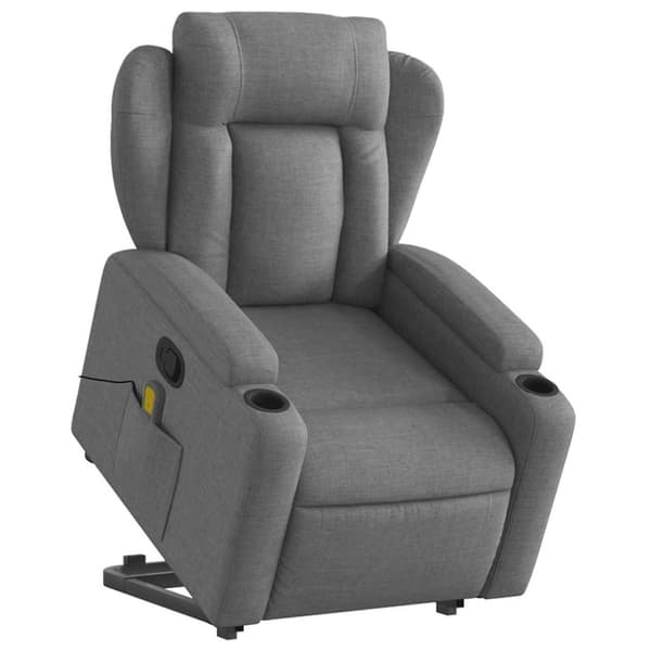 vidaXL Massagefåtölj med uppresningshjälp mörkgrå tyg