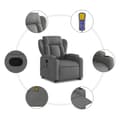 Miniatyrbild 7 av 10: vidaXL Massagefåtölj med uppresningshjälp mörkgrå tyg