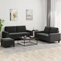 Miniatyrbillede 9 af 9: vidaXL sofasæt 3 dele stof sort