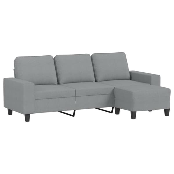 vidaXL 3-sitssoffa med fotpall ljusgrå 180 cm tyg