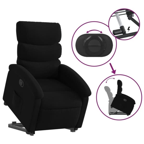 vidaXL Reclinerfåtölj med uppresningshjälp svart tyg