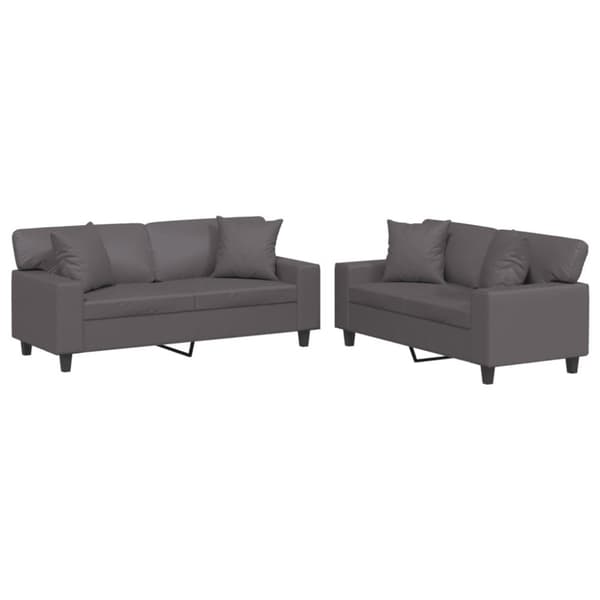 vidaXL sofasæt 2 dele med puder kunstlæder grå