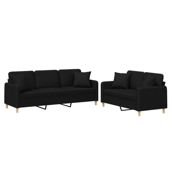 vidaXL sofasæt 2 dele med puder stof sort