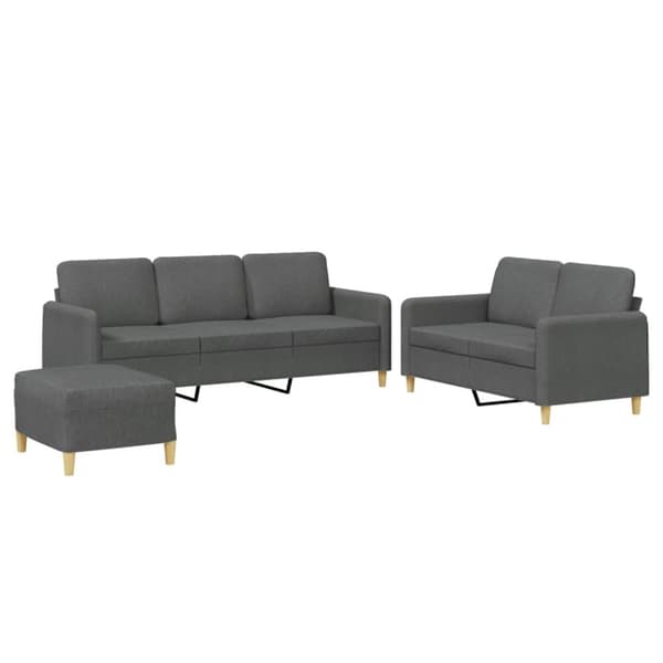 vidaXL sofasæt 3 dele med hynder stof mørkegrå