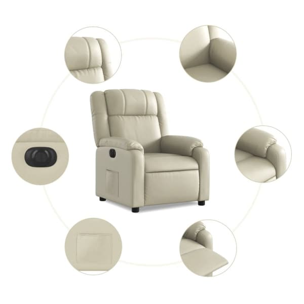 vidaXL Elektrisk reclinerfåtölj gräddvit konstläder