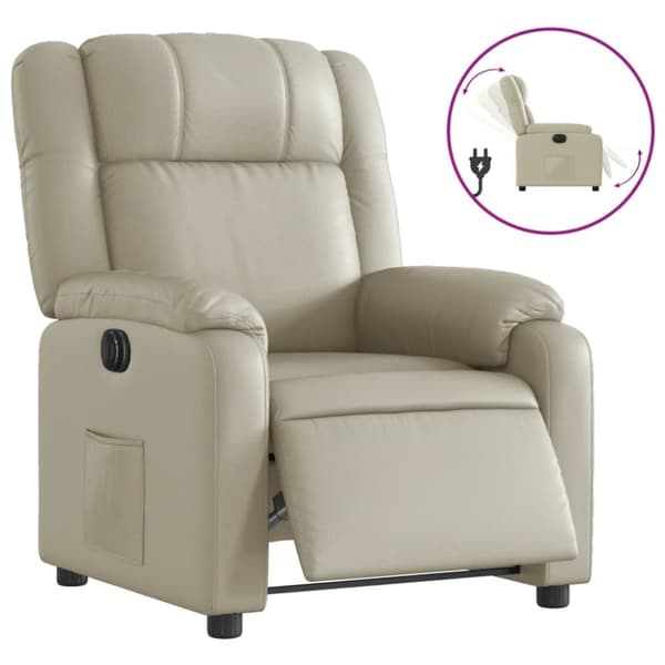 vidaXL Elektrisk reclinerfåtölj gräddvit konstläder