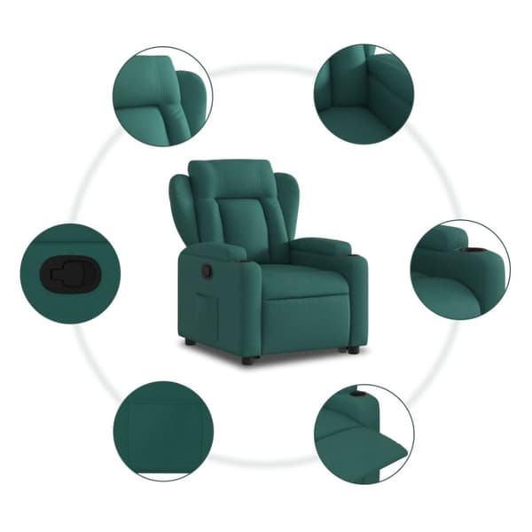 vidaXL Reclinerfåtölj med uppresningshjälp mörkgrön tyg