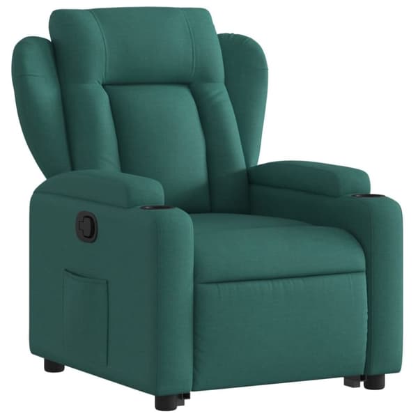 vidaXL Reclinerfåtölj med uppresningshjälp mörkgrön tyg