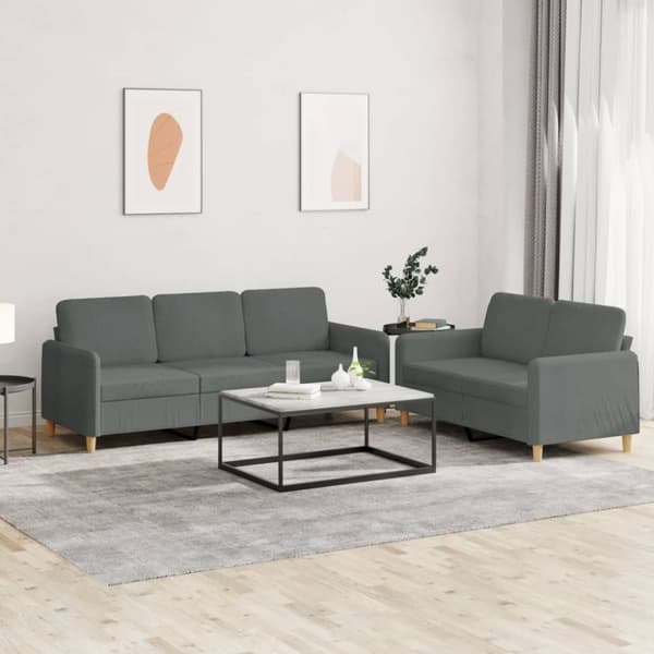 vidaXL sofasæt 2 dele med hynder stof mørkegrå