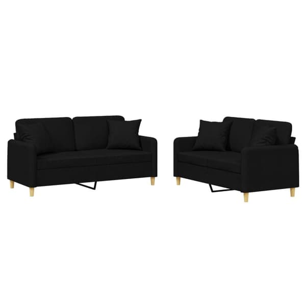 vidaXL sofasæt 2 dele med puder stof sort