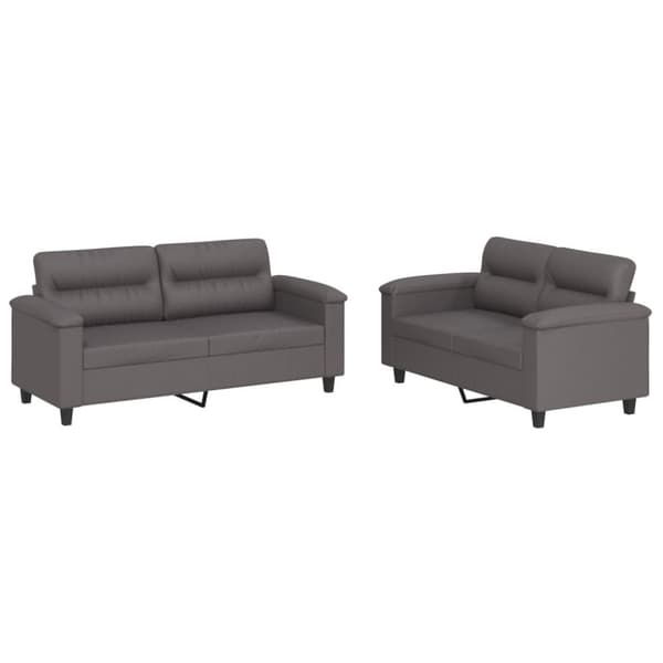 vidaXL sofasæt 2 dele med hynder kunstlæder grå