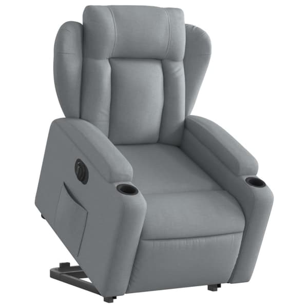 vidaXL Elektrisk reclinerfåtölj med uppresningshjälp ljusgrå tyg