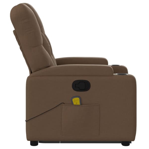 vidaXL Massagefåtölj med uppresningshjälp brun tyg