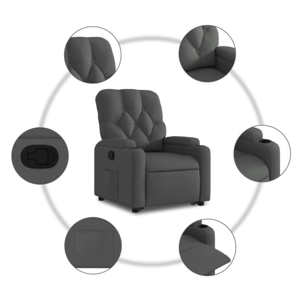 vidaXL Reclinerfåtölj med uppresningshjälp mörkgrå tyg