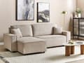 Miniatyrbillede 2 af 11: Hjørnesofa beige 2-personers standard fløjlspolstring højre dekorative puder sovesofa moderne