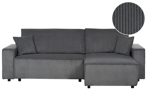 Hjørnesofa grafitgrå 2-personers standard fløjlspolstring venstre dekorative puder sovesofa moderne