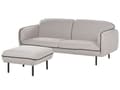 Miniatyrbillede 4 af 11: Sofa Lysegrå Polyester Sorte Metalben 3 Personers Tyk Polstret Dyb Blød Stofsofa med Fodskammel Stuen Moderne Inspiration Stue Møbel Moderne