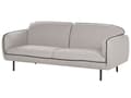 Miniatyrbillede 6 af 11: Sofa Lysegrå Polyester Sorte Metalben 3 Personers Tyk Polstret Dyb Blød Stofsofa med Fodskammel Stuen Moderne Inspiration Stue Møbel Moderne