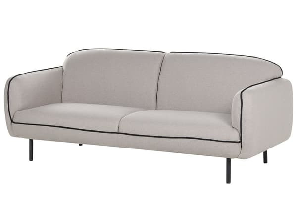Sofa Lysegrå Polyester Sorte Metalben 3 Personers Tyk Polstret Dyb Blød Stofsofa med Fodskammel Stuen Moderne Inspiration Stue Møbel Moderne