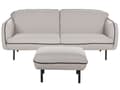 Miniatyrbillede 1 af 11: Sofa Lysegrå Polyester Sorte Metalben 3 Personers Tyk Polstret Dyb Blød Stofsofa med Fodskammel Stuen Moderne Inspiration Stue Møbel Moderne