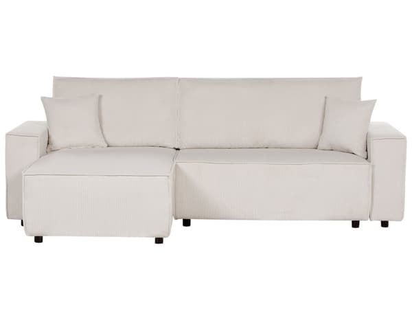 Hjørnesofa offwhite 2-personers standard fløjlspolstring højre dekorative puder sovesofa moderne
