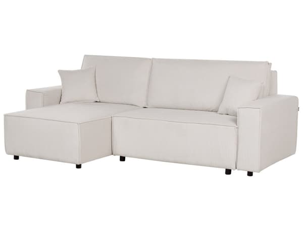 Hjørnesofa offwhite 2-personers standard fløjlspolstring højre dekorative puder sovesofa moderne