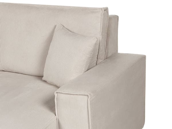 Hjørnesofa beige 2-personers standard fløjlspolstring venstre dekorative puder sovesofa moderne