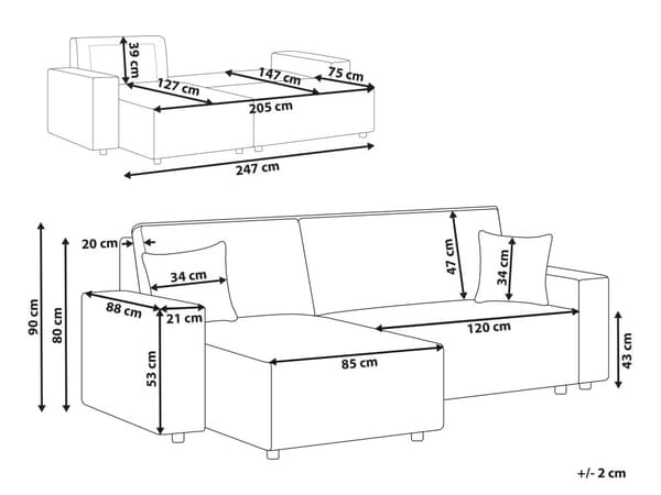 Sovesofa med Chaiselong Grå Fløjl 2 Personers Sofa L Formet Dyb Sofaseng Siddemøbel Blød Stofsofa Design Hjørnesovesofa
