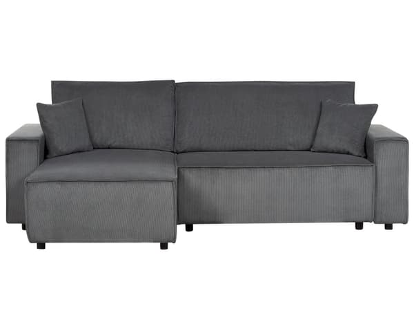 Sovesofa med Chaiselong Grå Fløjl 2 Personers Sofa L Formet Dyb Sofaseng Siddemøbel Blød Stofsofa Design Hjørnesovesofa