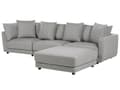 Miniatyrbillede 4 af 11: En brun polstret 3-personers sofa med skammel Moderne stuesofa