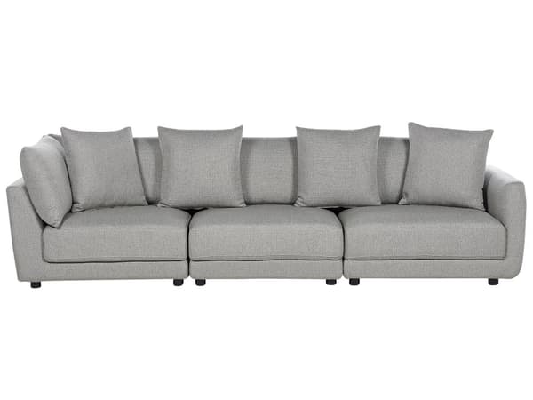 En brun polstret 3-personers sofa med skammel Moderne stuesofa