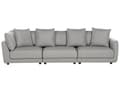 Miniatyrbillede 5 af 11: En brun polstret 3-personers sofa med skammel Moderne stuesofa