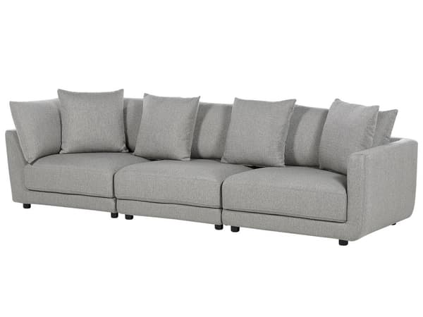 En brun polstret 3-personers sofa med skammel Moderne stuesofa