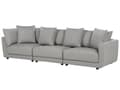 Miniatyrbillede 6 af 11: En brun polstret 3-personers sofa med skammel Moderne stuesofa