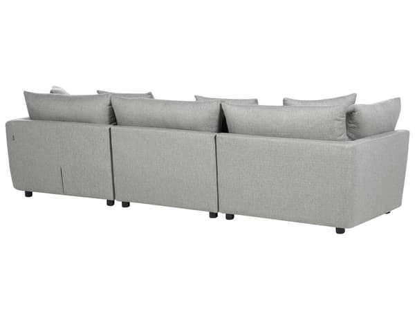 En brun polstret 3-personers sofa med skammel Moderne stuesofa