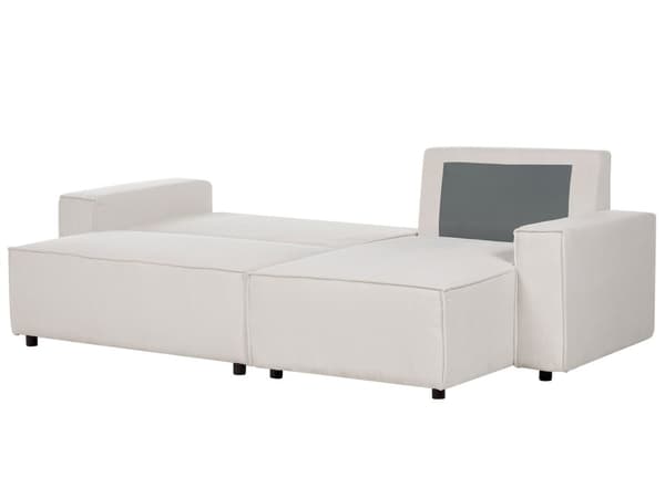 Hjørnesofa råhvid 2-personers standard fløjlspolstring venstre pyntepuder sovesofa moderne