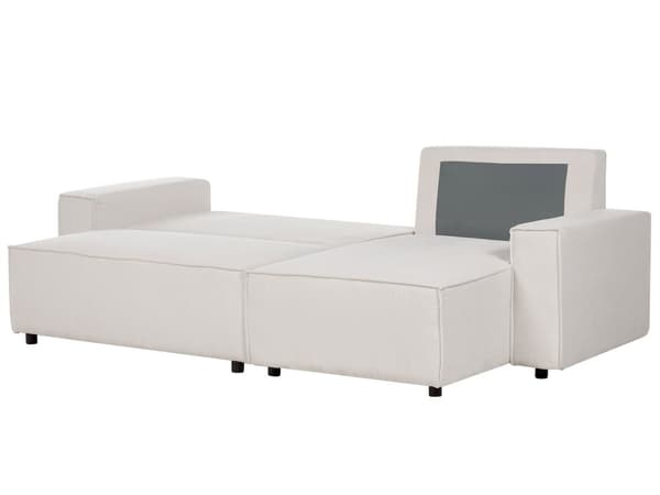 Hjørnesofa råhvid 2-personers standard fløjlspolstring venstre pyntepuder sovesofa moderne
