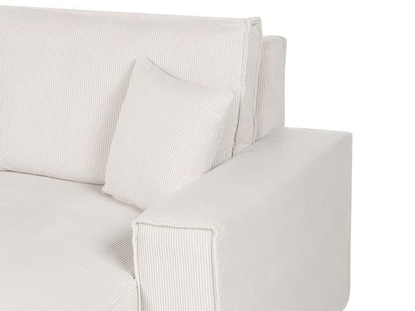 Hjørnesofa råhvid 2-personers standard fløjlspolstring venstre pyntepuder sovesofa moderne