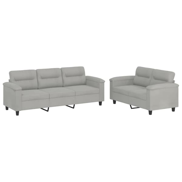 vidaXL sofasæt 2 dele med hynder mikrofiberstof lysegrå