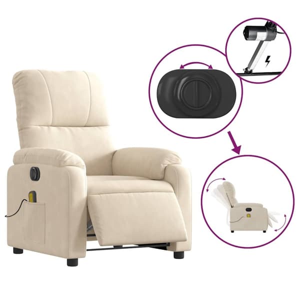 vidaXL Elektrisk massagefåtölj beige mikrofibertyg