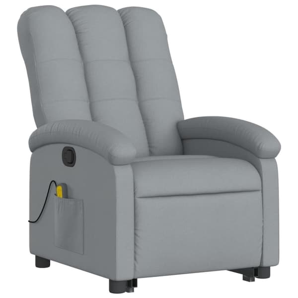vidaXL Massagefåtölj med uppresningshjälp ljusgrå tyg