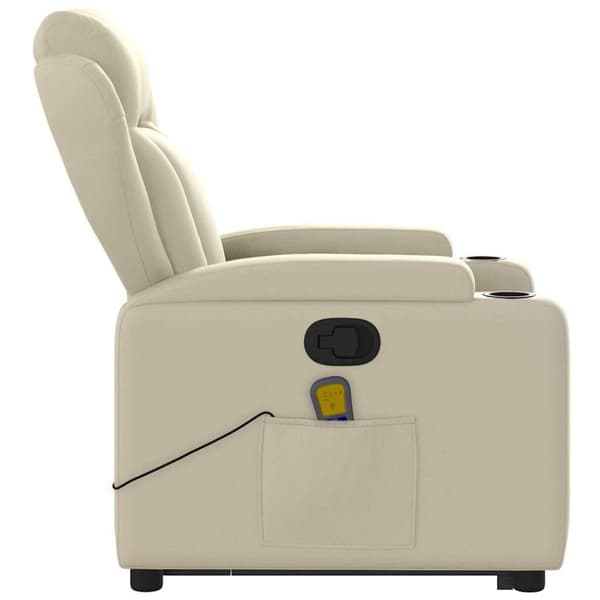 vidaXL Massagefåtölj med uppresningshjälp gräddvit konstläder