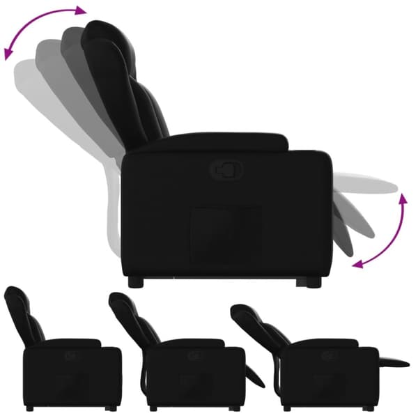 vidaXL Reclinerfåtölj med uppresningshjälp svart konstläder