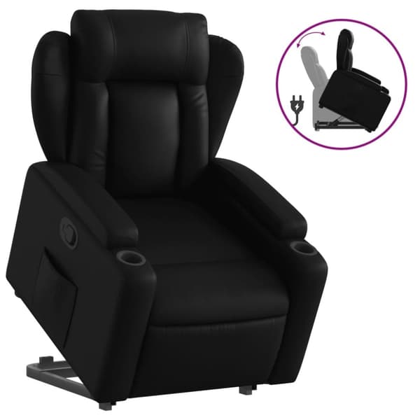 vidaXL Reclinerfåtölj med uppresningshjälp svart konstläder
