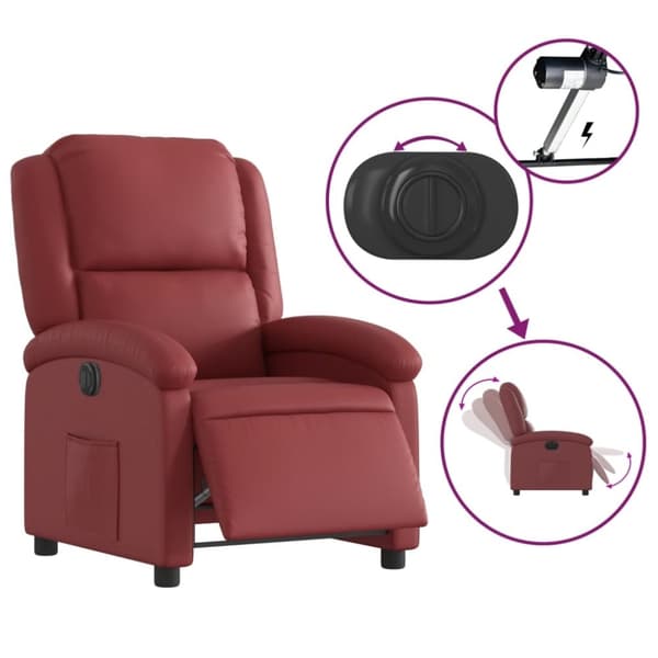 vidaXL Elektrisk reclinerfåtölj vinröd konstläder