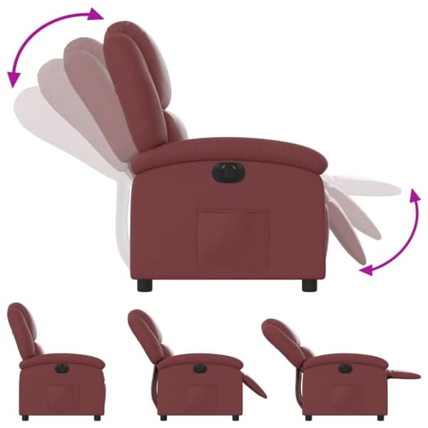 vidaXL Elektrisk reclinerfåtölj vinröd konstläder
